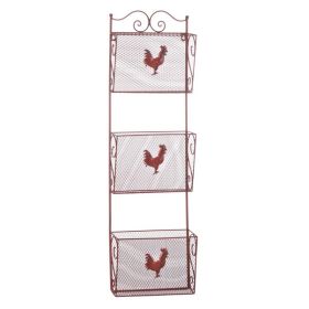 Accent Plus Red Rooster Triple Basket Metal Kitchen Organizer