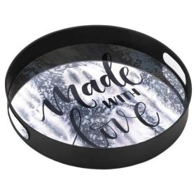 Nikki Chu Made With Love Round Mirrored Metal Tray - 15 inches