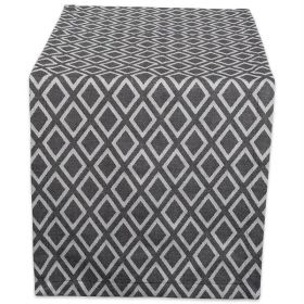 DII Black and White Diamond Pattern Table Runner - 72 inches