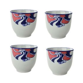 4Pcs Chinese Style Bird Ceramic Teacups Small Straight Wine Glass 150ML