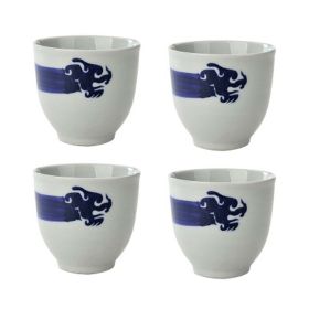 4Pcs Chinese Style Dragon Ceramic Teacups Small Straight Wine Glass 150ML