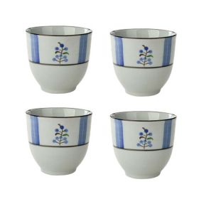 4Pcs Chinese Style Lovely Plant Ceramic Teacups Small Straight Wine Glass 150ML