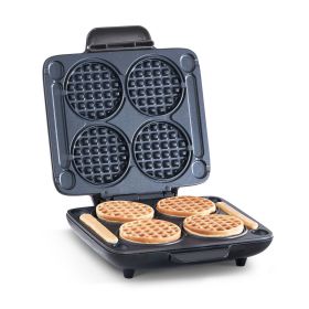 Multi Mini Waffle Maker: Four Mini Waffles; Perfect for Families and Individuals; 4 Inch Dual Non-stick Surfaces with Quick Release & Easy Clean