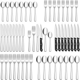 48-Pieces Silverware Set Stainless Steel Flatware Cutlery Utensil Set Spoons and Forks Knife Dishes Set
