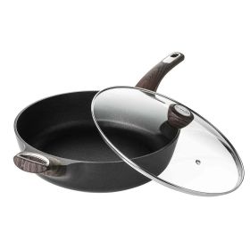 12 inch Nonstick Deep Frying Pan; 5Qt Non Stick Saute Pan with Lid; Large Skillet Pan; Nonstick Jumbo Cooker