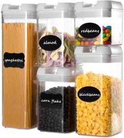 Kitchen Food Storage Container Set; Kitchen Pantry Organization and Storage with Easy Lock Lids; 5 Pack