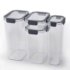 4PK Rectangular Tank Set; Clear Lid and Gray Buckle