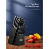 Knife Set; 14 Pieces German Stainless Steel Kitchen Knife Set with Built-in Sharpener; Black