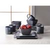 Dark Gray Square-Shaped 16-Piece Stoneware Dinnerware Set