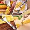 2Pcs Stainless Steel Corn Cob Peelers One-Step Cob Kerneler Remover Kitchen Corn Stripper Cutter Slicer Thresher Tool