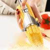 2Pcs Stainless Steel Corn Cob Peelers One-Step Cob Kerneler Remover Kitchen Corn Stripper Cutter Slicer Thresher Tool