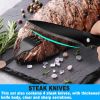 Silverware Set; Flatware Sets with Steak Knives; Flatware 24 Piece Set Food-Grade Stainless Steel Black Silverware Sets
