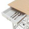 Free shipping Moveable Kitchen Cart with Two Drawers & Two Wine Racks & Three Baskets White  YJ