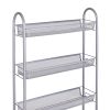 4-Tier Gap Kitchen Slim Slide Out Storage Tower Rack with Wheels, Cupboard with Casters - Silver