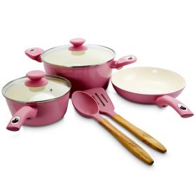 Gibson Home Plaza Caf&eacute; 7 Piece Aluminum Nonstick Cookware Set in Lavender