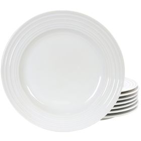 Plaza Cafe 10.5" Dinner Plate Set in White, Set of 8