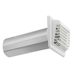 Lambro 267WG 4-In. White Plastic Louvered Vent with Tail Piece and Bird/Rodent Guard