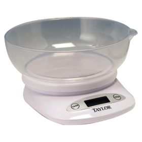 Taylor Precision Products 380444 4.4lb-Capacity Digital Kitchen Scale with Bowl