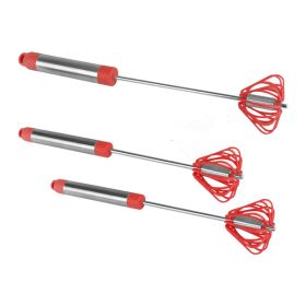 Ronco Self Turning Rotating Turbo Push Whisk Mixer Milk Frother Red 3-Pack