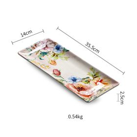 French Underglaze Ceramic Dinner Plate Dim Sum Tray (Option: S 14inch Rectangular Plate)
