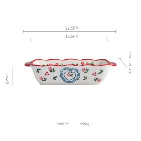 Creative Tableware For Household Ceramic Baking Bowls And Plates (Option: Double Ear Cherry Small)