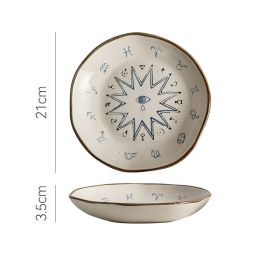 Japanese Vintage Rough Ceramic Western Dinner Plate (Option: Constellation)