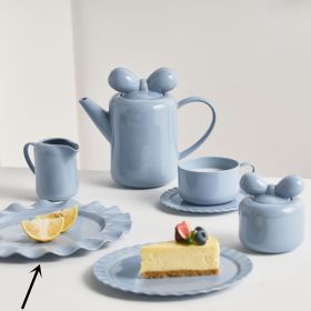 Nordic Ins Color Porcelain Coffee Cup Set (Option: Blue-23cm wave dessert plate)