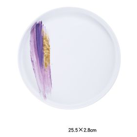 Nordic Personality Simple Ceramic Flat Plate (Option: White violet-10inch shallow dish)