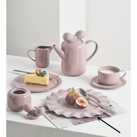 Nordic Ins Color Porcelain Coffee Cup Set (Option: Pink purple-23cm wave dessert plate)