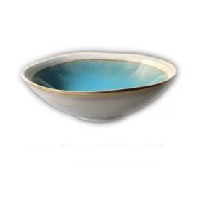 Retro And Old Stoneware Porcelain Color Glaze Relief Household Instant Noodle Bowl (Option: E)