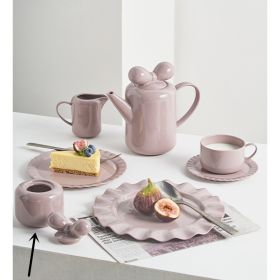Nordic Ins Color Porcelain Coffee Cup Set (Option: Pink purple-Sugar bowl)