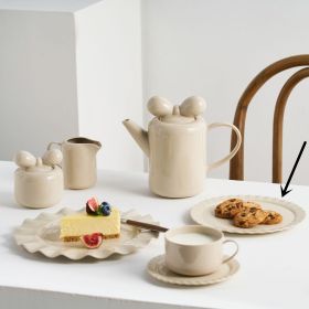 Nordic Ins Color Porcelain Coffee Cup Set (Option: Beige-19cm wave dessert plate)