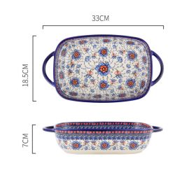 Underglaze Ceramic Cutlery Round Baking Tray (Option: C)