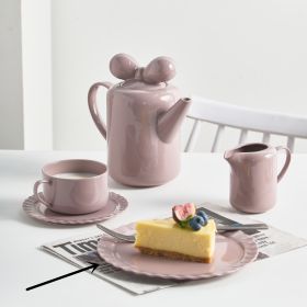 Nordic Ins Color Porcelain Coffee Cup Set (Option: Pink purple-19cm wave dessert plate)