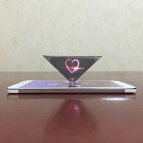 DIY Holographic 3D Projector Pyramid Virtual Stereo Naked Eye (Color: Silver)