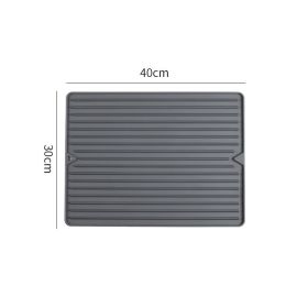Silicone Square Dish Drying Mat Drain Pad Water Filter Table Placemat Kitchen Heat Resistant Protection Durable Kitchenware (Color: grey-30x40cm)