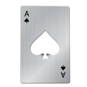 Black/Silver Poker Card Beer Bottle Opener Metal Mini Portable Spade A Opener Stainless Steel Kitchen Bar Tools (Color: B)