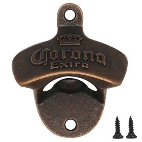 Zinc Alloy Bottle Opener Wall Mounted Vintage Retro Beer Opener Tool Accessories Bronze Color with Screws Bar Decoration Gadgets (Ships From: China)