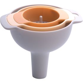 4-in-1 Funnel Plastic Multi-Purpose Large Diameter Filter Funnel Oil Funnel Kitchenware (Color: orange)