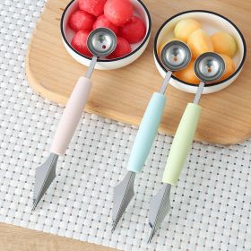 Steel Fruit Digger Cutting Watermelon Artifact Fruit Ball Digging Ball Ice Cream Round Spoon Fruit Cutting Carving Knife (Color: Pink)