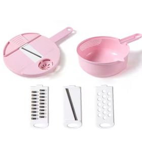 1pc Multifunctional Vegetable Cutter; Potato Shredded Grater; 3 Blades Or 6 Blades For Choose 11in*7.2in (Color: Pink--Three Blades)