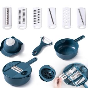 1pc Multifunctional Vegetable Cutter; Potato Shredded Grater; 3 Blades Or 6 Blades For Choose 11in*7.2in (Color: Blue--Six Blades)