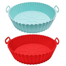 1/2pcs Air Fryer Silicone Pot; Reusable Air Fryer Liners; Silicone Air Fryer Basket; Food Safe Air Fryer Accessories (Color: Dark Red + Light Blue)