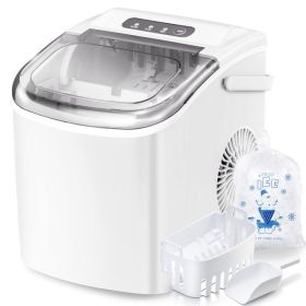 Countertop Ice Maker; Self-Cleaning Portable Ice Maker Machine with Handle (Color: White)