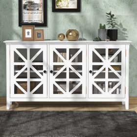 62.2'' Accent Cabinet Modern Console Table for Living Room Dining Room With 3 Doors and Adjustable Shelves (Color: White)
