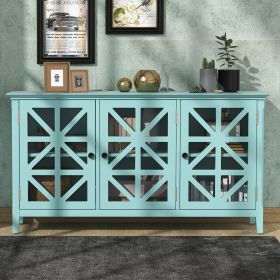 62.2'' Accent Cabinet Modern Console Table for Living Room Dining Room With 3 Doors and Adjustable Shelves (Color: Turquoise)