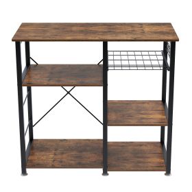 3-Tier Kitchen storage shelf;  Baker's Rack ; Microwave Stand with Storage for Kitchen Dining Room Living room (Color: Rustic Brown)
