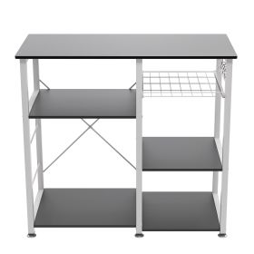 3-Tier Kitchen storage shelf;  Baker's Rack ; Microwave Stand with Storage for Kitchen Dining Room Living room (Color: Black Brown)