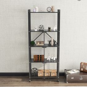 3/4/5-Tier Foldable Shelf;  Heavy Duty Metal Rack Storage Shelving Units with Wheels;  for Home Office Kitchen Garage (size: 5-Tier)