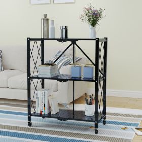3/4/5-Tier Foldable Shelf;  Heavy Duty Metal Rack Storage Shelving Units with Wheels;  for Home Office Kitchen Garage (size: 3-Tier)